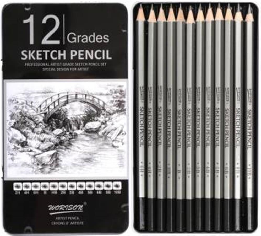 עפרונות רישום בפח 12 יח WORISON