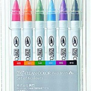 סט 6 יח טוש מכחול זיג CLEAN COLOR