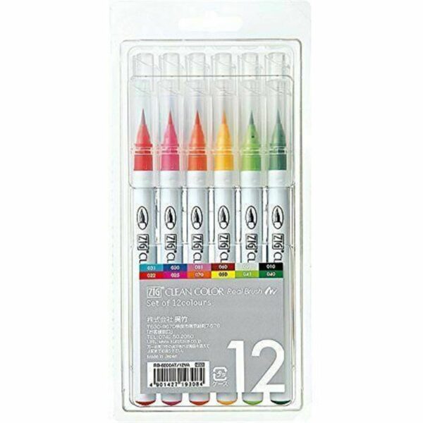 סט 12 יח טוש מכחול זיג CLEAN COLOR
