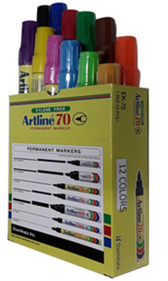 סט טושים פרמננט 70 עגול מעורב 12 יח'