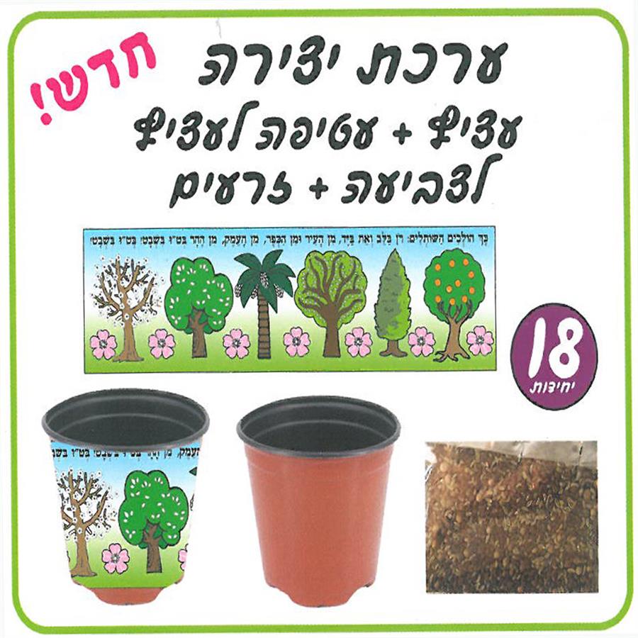 ערכת יצירה עציץ + עטיפה + זרעים 18 יח